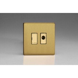 Varilight Screwless 13A Unswitched Fused Spur + Flex Outlet with Metal Inserts Decorative Brushed Brass Brass Inserts