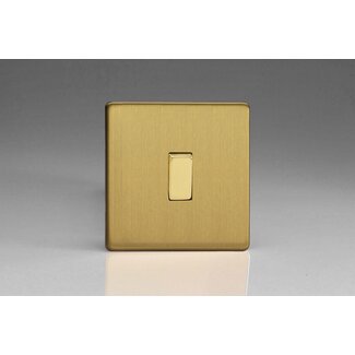 Varilight Screwless 1-Gang 10A 1-Way Push-to-Make Retractive Momentary Switch Decorative Brushed Brass Brass Button