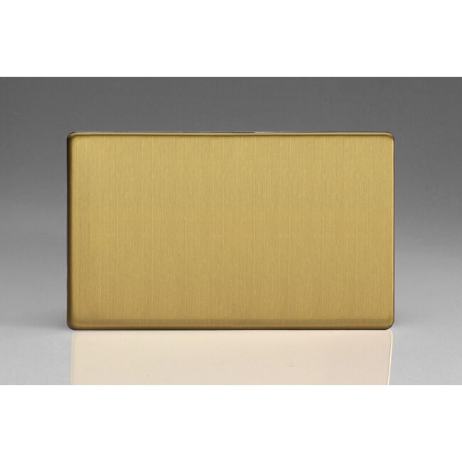 Varilight Screwless Double Blank Plate  Brushed Brass