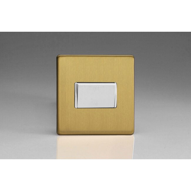 Varilight Screwless 10A Fan Isolating Switch (3 Pole) White Brushed Brass White Insert