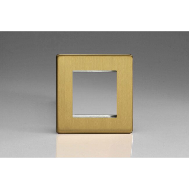 Varilight Screwless DataGrid Plate (2 Grid Spaces)  Brushed Brass