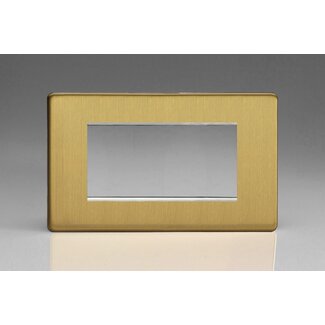 Varilight Screwless DataGrid Twin Plate (4 Grid Spaces)  Brushed Brass