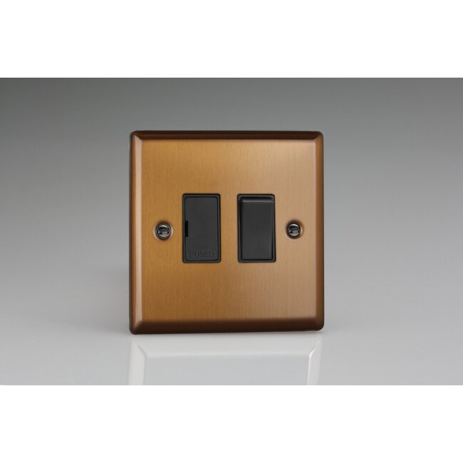 Varilight Urban 13A Switched Fused Spur  Black Brushed Bronze Black Inserts