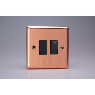 Varilight Urban 13A Switched Fused Spur + Neon  Black Brushed Copper Black Inserts