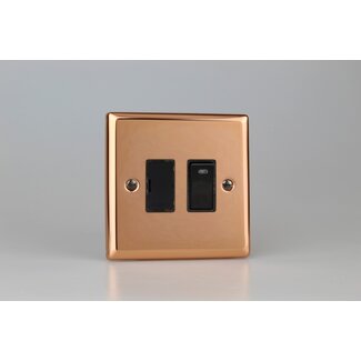 Varilight Urban 13A Switched Fused Spur + Neon  Black Polished Copper Black Inserts