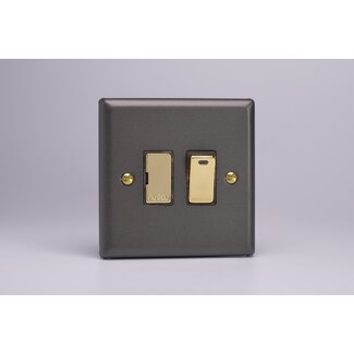 Varilight Vogue 13A Switched Fused Spur + Neon  Brass Slate Brass