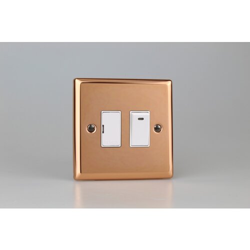 Varilight Urban 13A Switched Fused Spur + Neon White Polished Copper White Inserts Varilight Urban 13A Switched Fused Spur + Neon White Polished Copper White Inserts