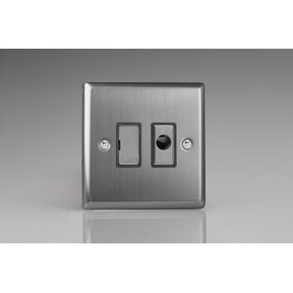 Varilight Classic 13A Unswitched Fused Spur + Flex Outlet with Metal Inserts Decorative Brushed Steel Steel Inserts