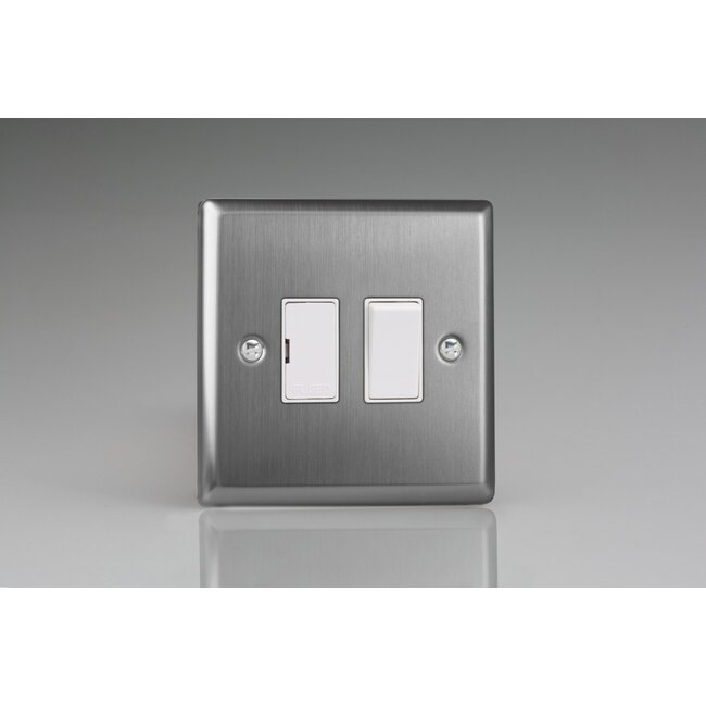Varilight Classic 13A Switched Fused Spur  White Brushed Steel White Inserts