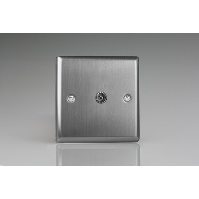 Varilight Classic 1-Gang TV Socket, Co-Axial  Brushed Steel Plain Insert