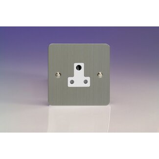Varilight Ultraflat 1-Gang 5A Round Pin Socket  White Brushed Steel White Insert