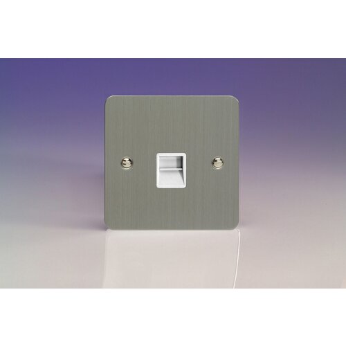 Varilight Ultraflat 1-Gang Telephone Master Socket White Brushed Steel White Insert Varilight Ultraflat 1-Gang Telephone Master Socket White Brushed Steel White Insert
