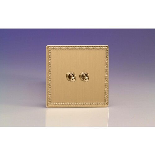 Varilight Jubilee 2-Gang 10A 1- or 2-Way Toggle Switch Decorative Brushed Brass Brass Toggles Varilight Jubilee 2-Gang 10A 1- or 2-Way Toggle Switch Decorative Brushed Brass Brass Toggles