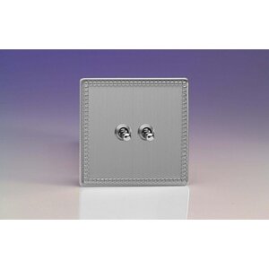 Varilight Jubilee 2-Gang 10A 1- or 2-Way Toggle Switch Decorative Brushed Steel Chrome Toggles