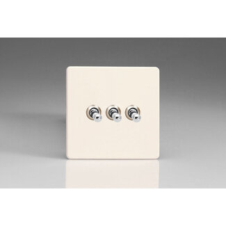 Varilight Screwless 3-Gang 10A 1- or 2-Way Toggle Switch Decorative Primed Chrome Toggles