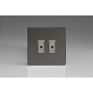 Varilight Screwless 2-Gang 1-Way V-Pro Multi-Point Remote/Tactile Touch Control Master LED Dimmer 2 x 0-100W (1-10 LEDs) V-Pro Multi-Point Remote (formerly Eclique2) Iridium Iridium Buttons