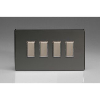 Varilight Screwless 4-Gang Tactile Touch Control Dimming Supplementary Controller for use with Multi-Point (formerly Eclique2) Master on 2-Way Circuits (Twin Plate) V-Pro Multi-Point (formerly Eclique2) Iridium Iridium Buttons