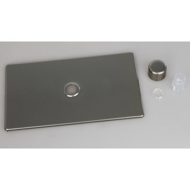Varilight Screwless 1-Gang Matrix Kit For Rotary Dimmers (Twin Plate)  Matrix Satin Satin Chrome Knob