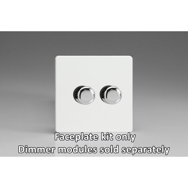 Varilight Screwless 2-Gang Matrix Kit For Rotary Dimmers  Matrix Premium White Chrome Knob
