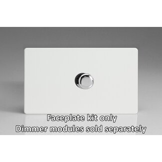 Varilight Screwless 1-Gang Matrix Kit For Rotary Dimmers (Twin Plate)  Matrix Premium White Chrome Knob