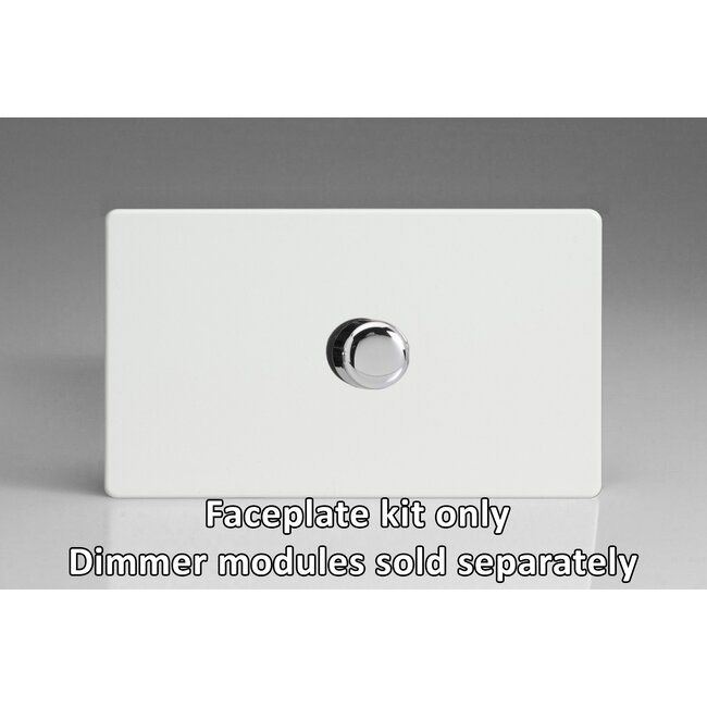 Varilight Screwless 1-Gang Matrix Kit For Rotary Dimmers (Twin Plate)  Matrix Premium White Chrome Knob
