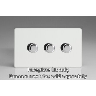 Varilight Screwless 3-Gang Matrix Kit For Rotary Dimmers (Twin Plate)  Matrix Premium White Chrome Knob