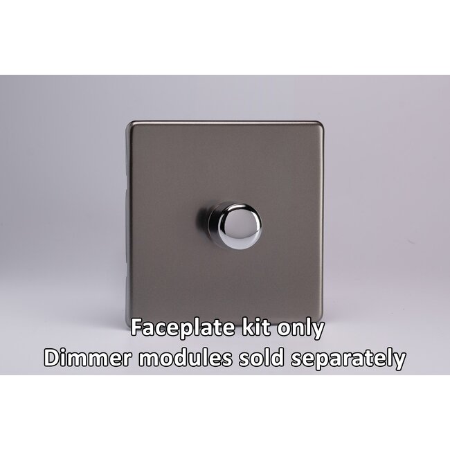 Varilight Screwless 1-Gang Matrix Kit For Rotary Dimmers Matrix Pewter Chrome Knob