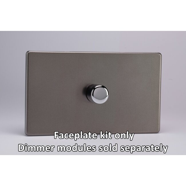 Varilight Screwless 1-Gang Matrix Kit For Rotary Dimmers (Twin Plate)  Matrix Pewter Chrome Knob