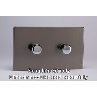 Varilight Screwless 2-Gang Matrix Kit For Rotary Dimmers (Twin Plate)  Matrix Pewter Chrome Knob