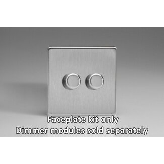 Varilight Screwless 2-Gang Matrix Kit For Rotary Dimmers  Matrix Brushed Steel Steel Knob