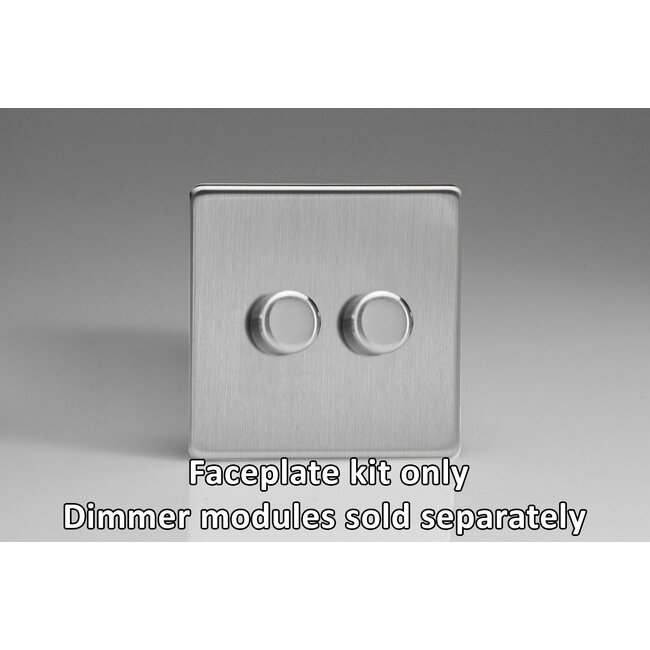 Varilight Screwless 2-Gang Matrix Kit For Rotary Dimmers  Matrix Brushed Steel Steel Knob