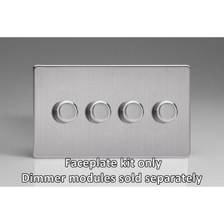 Varilight Screwless 4-Gang Matrix Kit For Rotary Dimmers (Twin Plate)  Matrix Brushed Steel Steel Knob