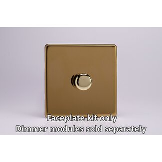 Varilight Screwless 1-Gang Matrix Kit For Rotary Dimmers Matrix Polished Brass Brass Knob