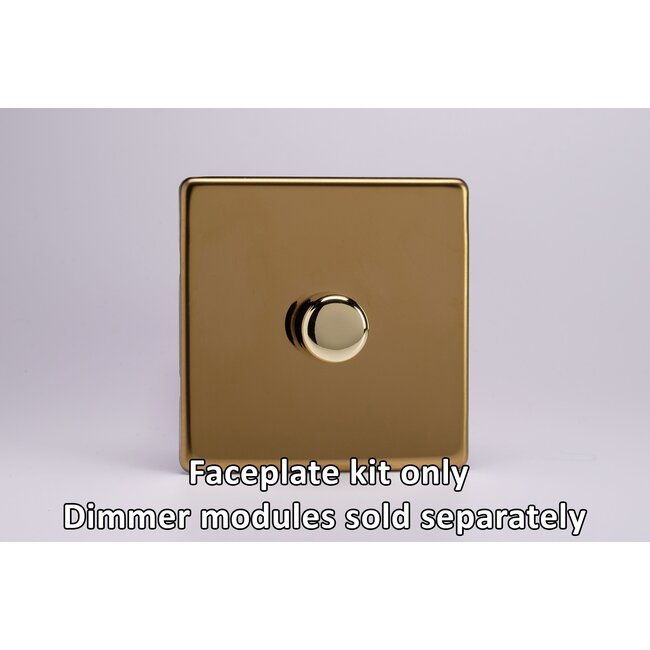 Varilight Screwless 1-Gang Matrix Kit For Rotary Dimmers Matrix Polished Brass Brass Knob