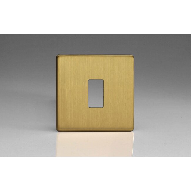 Varilight Screwless 1-Gang Screwless PowerGrid Plate including Yoke (Single Plate)  Brushed Brass