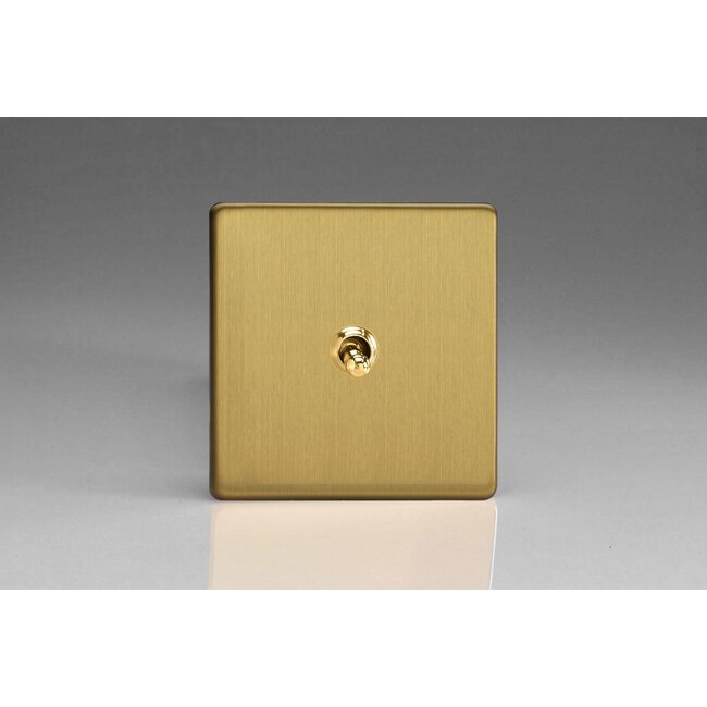 Varilight Screwless 1-Gang 10A 1- or 2-Way Toggle Switch Decorative Brushed Brass Brass Toggle