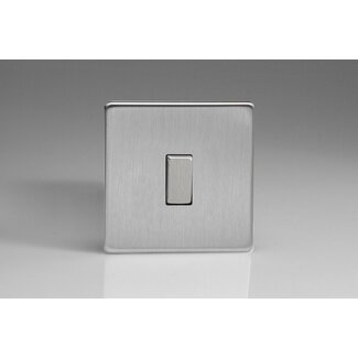 Varilight Screwless 1-Gang 10A 1-Way Push-to-Make Retractive Momentary Switch Decorative Brushed Steel Chrome Button