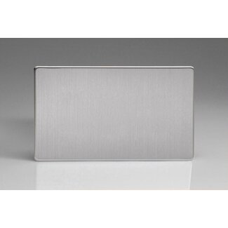 Varilight Screwless Double Blank Plate  Brushed Steel