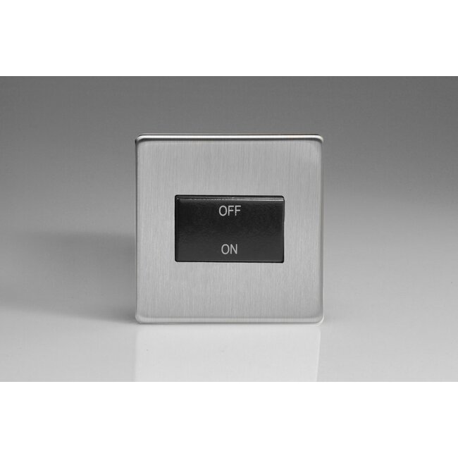 Varilight Screwless 10A Fan Isolating Switch (3 Pole) Black Brushed Steel Black Insert