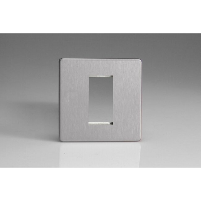 Varilight Screwless DataGrid Plate (1 Grid Space)  Brushed Steel