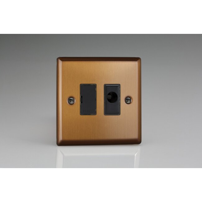 Varilight Urban 13A Unswitched Fused Spur + Flex Outlet Black Brushed Bronze Black Inserts