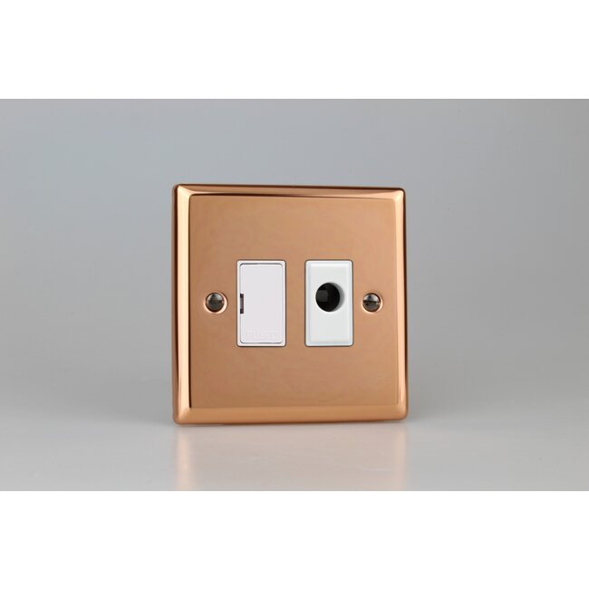 Varilight Urban 13A Unswitched Fused Spur + Flex Outlet White Polished Copper White Inserts