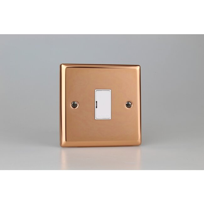 Varilight Urban 13A Unswitched Fused Spur White Polished Copper White Inserts