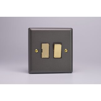 Varilight Vogue 13A Switched Fused Spur Brass Slate Brass