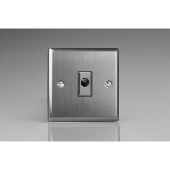 Varilight Classic 16A Flex Outlet Plate Decorative Brushed Steel Steel Insert