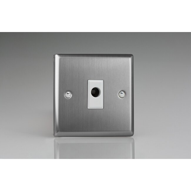 Varilight Classic 16A Flex Outlet Plate White Brushed Steel White Insert