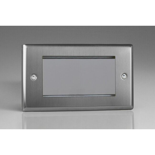 Varilight Classic DataGrid Twin Plate (4 Grid Spaces)  Brushed Steel