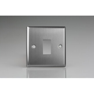 Varilight Classic 1-Gang PowerGrid Plate including Yoke (Single Plate)  Brushed Steel
