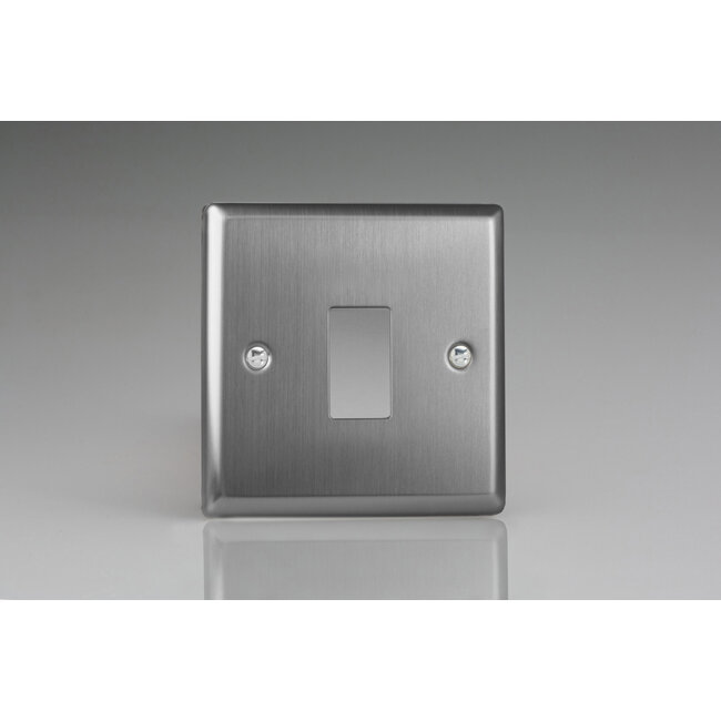 Varilight Classic 1-Gang PowerGrid Plate including Yoke (Single Plate)  Brushed Steel