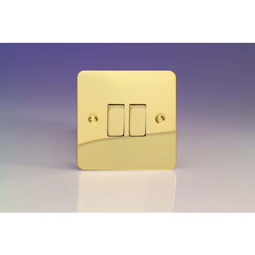 Varilight Ultraflat 2-Gang 10A Intermediate Rocker Switch Decorative Polished Brass Brass Rockers Varilight Ultraflat 2-Gang 10A Intermediate Rocker Switch Decorative Polished Brass Brass Rockers